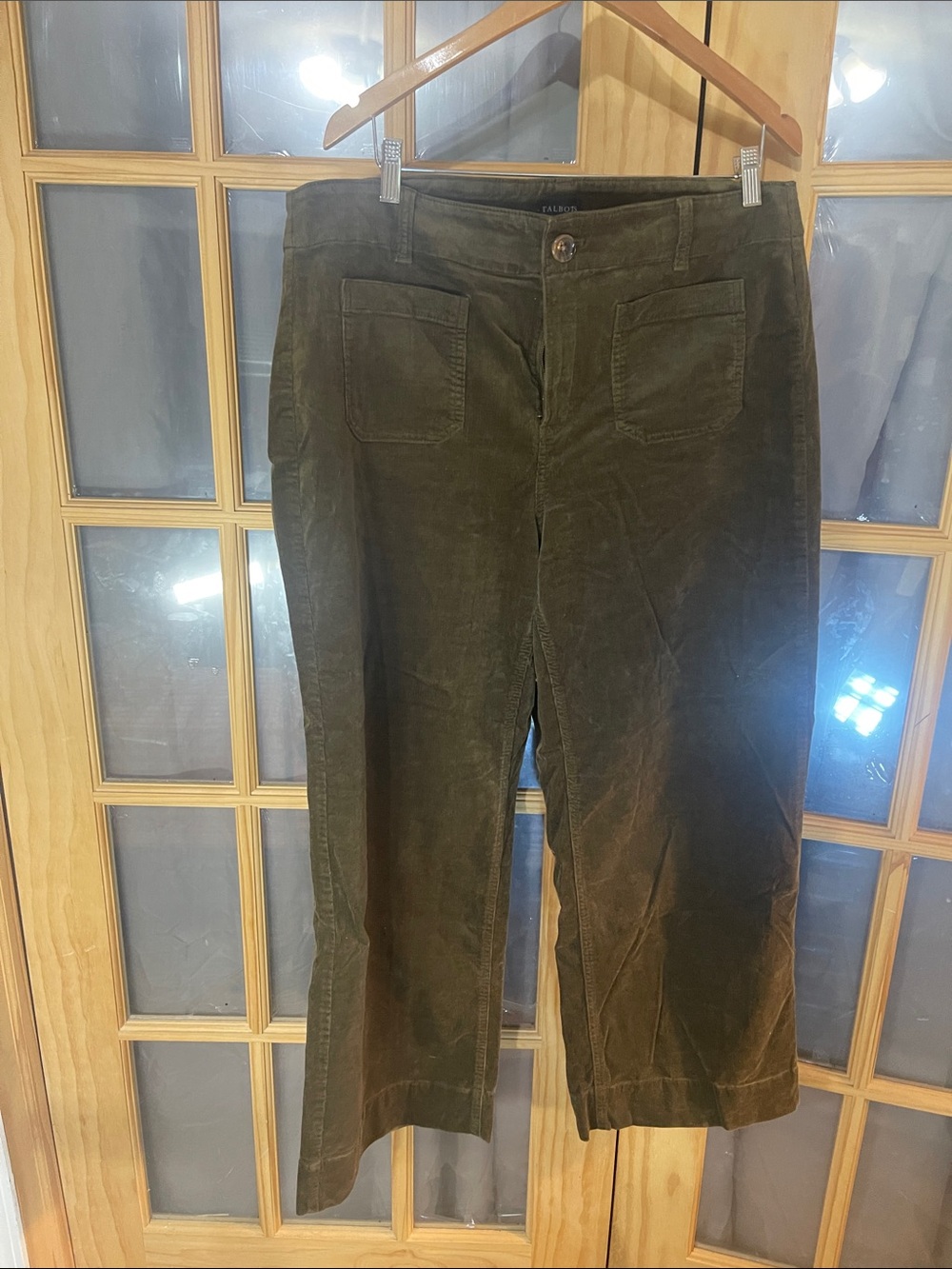 204. Talbots Olive Corduroy Wide-Leg Pants